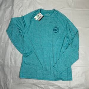Vineyard Vines Men’s Large Performance Long Sleeve Shirt Teal Blue Heather NWT